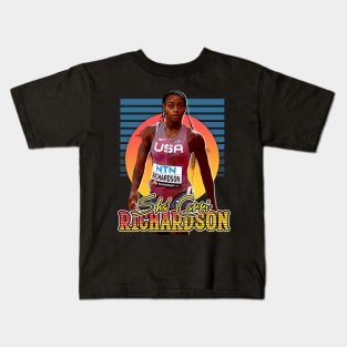 Retro Flyer Style Sha' Carri Richardson Fan Art Kids T-Shirt